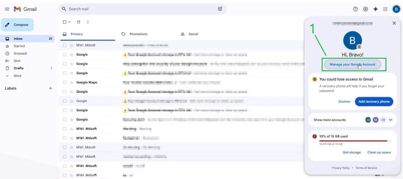 เลือก Manage your Google Account