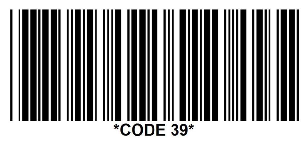 ตัวอย่างบาร์โค้ด 39 ที่มี code 39 ด้านล่าง